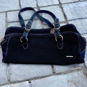 Vintage clutch SAK black knit handbag